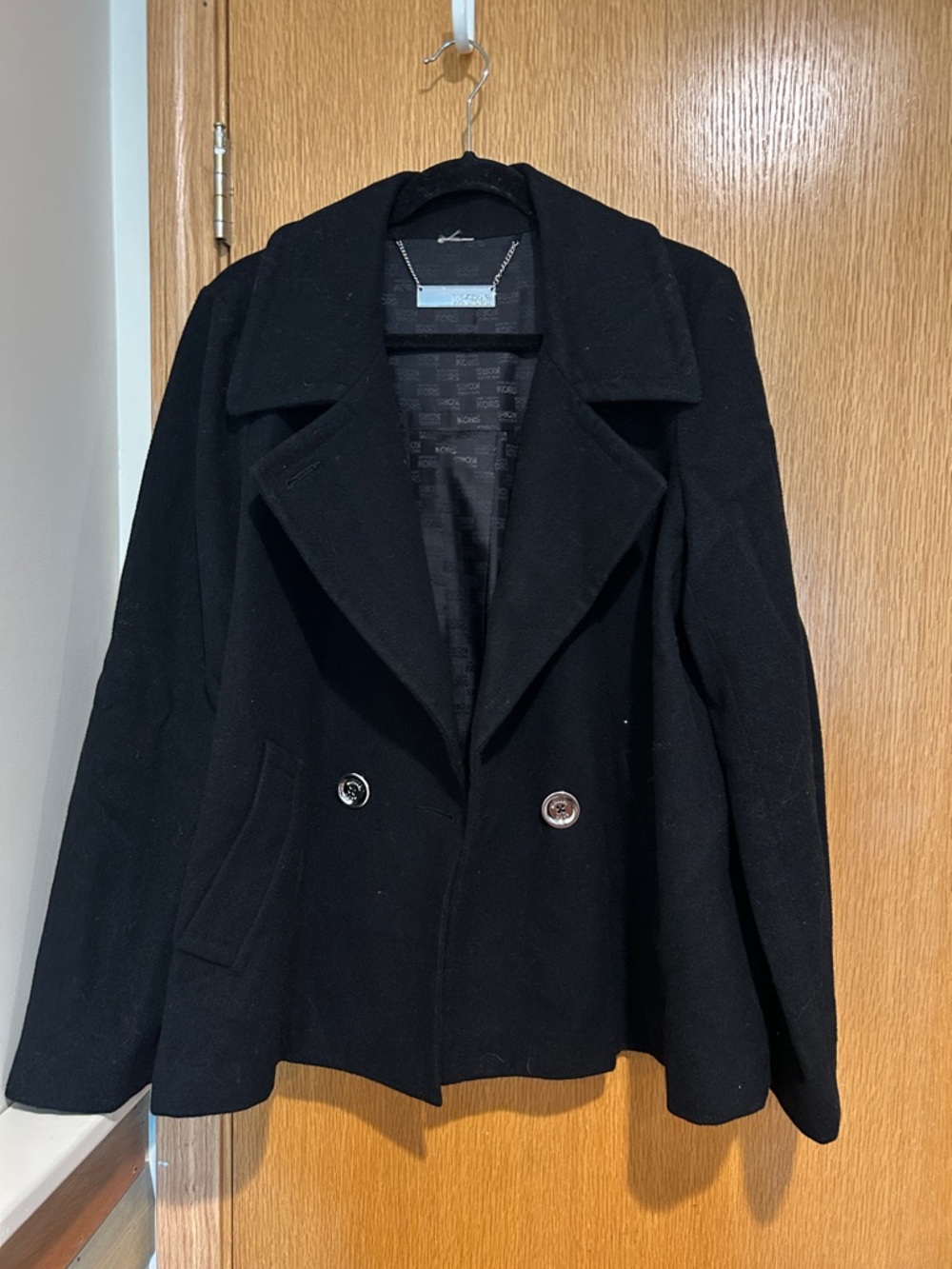 Michael Kors Black Double-Breasted Peacoat